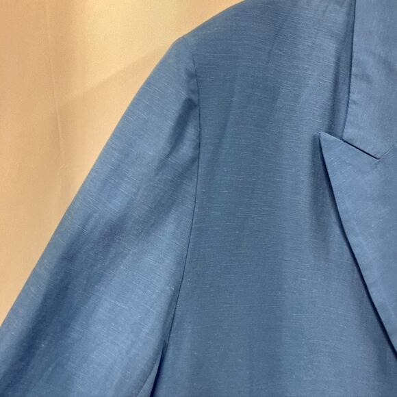 Steve Madden Women's Baldwin Blazer L Blue Rayon Linen Spring 90's Boxy Relaxed - Picture 5 of 16